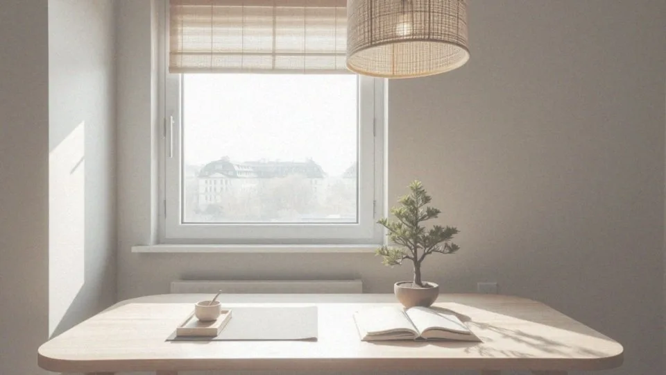 Jakie są inspiracje do aranżacji biurka pod oknem w stylu japandi?