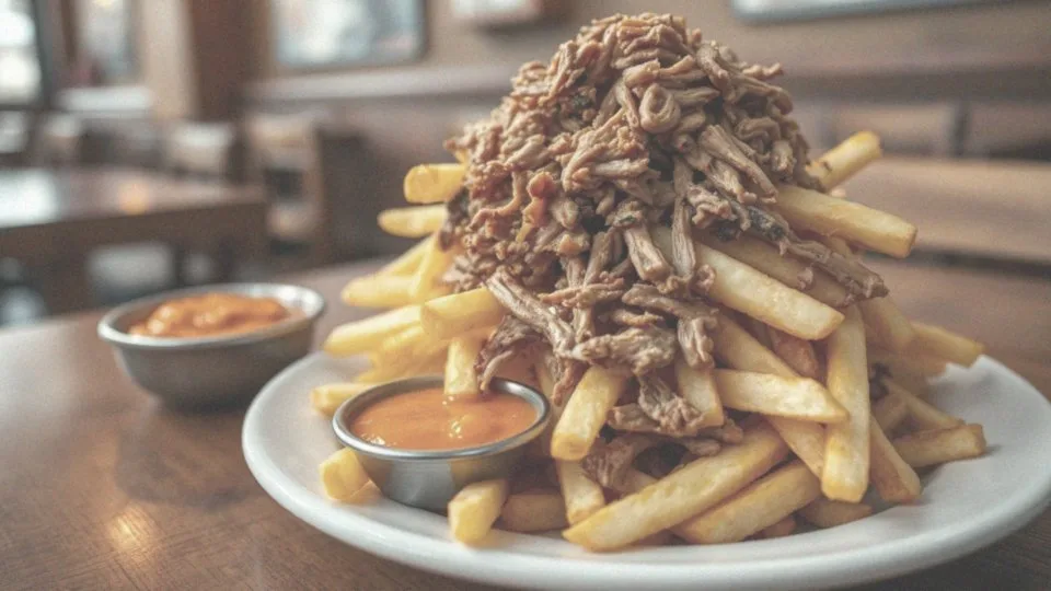 Czy szarpana wieprzowina dobrze smakuje z frytkami?