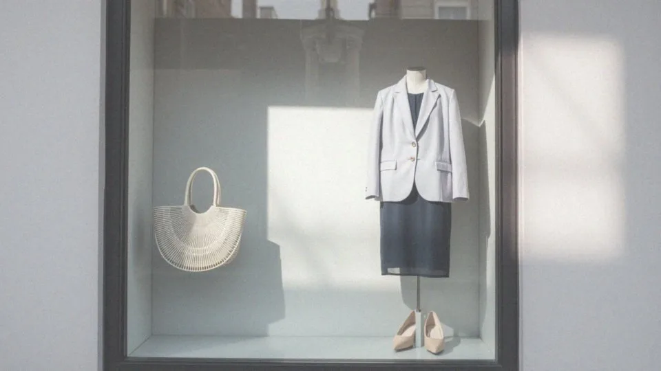 Jakie trendy obowiązują w stylizacjach z granatową sukienką i żakietem?